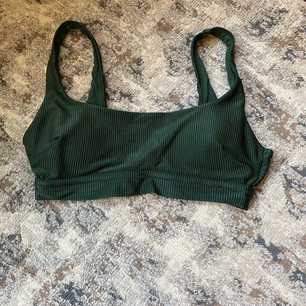 Aerie Green Ribbed Bikini Top